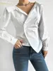 CLACIVE Fashion Slim White Cotton Womens Bluses 2024 Sexig Lapel Long Sleeve Shirts Elegant Classic Solid Top Female Clothing 240507