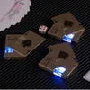 Creatief Refilleerbaar Gas Unfillable Butane Led Green Flame Black Ace Poker Playing Card Torch Lighters