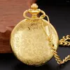 Pocket Watches Vintage Charme Luxus Gold Mode Römische Zahl Quarz Steampunk Uhr Women Mann Halskette Anhänger mit Kette Unisex Geschenke