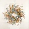 Couronnes de fleurs décoratives 50 cm / 19,6 pouces couronne de Noël artificielle avec des lumières LED pour la maison de mariage à la maison Ferme de vacances décorations de Noël