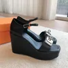 Sandals schoenen voor vrouwen size35-42 echte lederen wiggen super hoge hakken pompen plat platform metaal decoratie zapatos de mujer