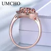 Cluster anneaux Umcho Morganite Gemstone pour femmes authentique 925 STERLING Silver Fashion May Birthstone Ring Gift Romantic Fine Jewelry