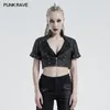 Women's Jackets PUNK RAVE Handsome Cool Zipper Jacket Sexy V-neck Spring Summer Short Sleeve Little Coat Metal Nail Decoration