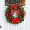 Fleurs décoratives porte d'entrée couronne de Noël couronne de vacances festive couronnes à carreaux à bowknot cône en pin aiguille baies décorations de baies pour l'intérieur