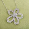 Sterling Sier Sier Sier Full Diamond Five Petal Flower Collier pour les bijoux de marque de mode polyvalente pour femmes