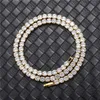 Kedjor Hip Hop Zircon Tennis Chain Necklace Iced Out 3mm 4mm 5mm Womens Halsband 1 Rad Choker Bling Crystal For Men smycken D240509
