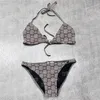Bikinis clássicos de moda feminina Carta sexy impressão de duas peças Tuas de banho encantadoras Lady Bikini Beach Wear