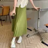 スカート夏のレディースビンテージプリーツミディロングスカート女性韓国カジュアルハイウエストソリッドシフォン2024ファッションジュペファルダス