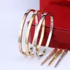 4 mm fine mode 2023 Charme Bangle Love Heart Bracelet Silver Rose Gold Gold Ladies Men Couple de tournevis Bracelets 287C