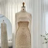 Sharon a dit des robes de soirée de champagne de perles de luxe Dubaï avec Cape 2024 Arabe Women Sirène Mariage Party Prom Robe SS369 240509