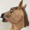 Feestmaskers latex bruin paardenhoofd masker rol spelen Halloween Horseshoe Set terreur vol gezicht apparatuur Q240508