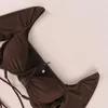 Sukienki robocze Mingmingxi Brązowy długi rękaw 2 -częściowy zestaw SEXY BODYCON MESH Cropped Top i mini spódnica letnie kobiety