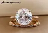 PANSYSEN 9ct Radiant Cut 913MM lab Diamond Ring sets for Women Solid 925 Sterling Silver 18K Rose Gold Color Rings 2202075024669