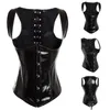 من المألوف المرأة الضيقة مشد مشد ضيقة مشد ضيقة وضيقة مشد تشكيل فقدان الوزن PVC Lingerie Training Top Steampunk 240430