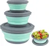 Lunchboxen Tassen 3 pc's/Set Camping Bowl opvouwbare Siliconen Inklapbare kom Lunchbox Salrode Bowl Deksel Uitbreidbare voedselopslagcontainer Bento Box