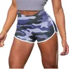 kvinnors kamouflage tie färgtryck höftlyftning fitness casual shorts yoga pantsshort