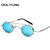 Lunettes de soleil outlylan Small Round Steampunk Sunglasses pour hommes Retro Vintage Metal Punk Clip sur Sun Grasses Gift Male Gift Small Oval Eyewear U 223A