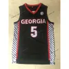 Zszyte NCAA Georgia Bulldogs Anthony 5 Edwards Basketball Jerseys College #5 Czerwony biały szary koszulki Mężczyźni S-2xl