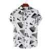 Chemises décontractées pour hommes chemises de motif géométrique hawaïen pour hommes 3d imprimé noir blanc manches d'été chemisier de rue cool