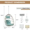 Indooroutdoor opvouwbare rattan swing hangmat stoel hangende eierstoel zonder beugel met kussenheadrest tuin meubels voet 240508