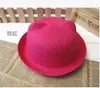 Caps Hats 1-piece Mouse Cat Ear Hat New Summer Style Childrens Sun Hat Straw Hat Country Beach Cute Girl Sun Hat Baby 54cm d240509