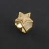 Anneaux de bande Hoyon Lab Diamond en forme d'étoile Anneaux cubains en forme d'étoile pour hommes S925 STERLSILVER GOLD PLADE RHIP HOP HAULLOWEEN JUJECRIE DE NOIDE