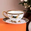 European Ceramic Coffee Cup and Dish Exquisite Gift Simple and Modern Style Flat Plate Bone Plate Home Dining Plate 240508