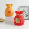 Wazony 1 szt. Chińska szczęśliwa torba w kształcie fortuny Wazon ozdobna bankiet ślubny salon dekoracyjny