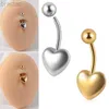Navelringar 361L Surgical Steel Silver Color Gold Belly Button Ring Hjärt Navel Piercing 14G Söt Belly Bar Piercing Body Jewelry D240509