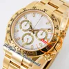 SALE 116508 SA4130 Automatic Chronograph Mens Watch KING Yellow Gold White Stick Dial 904L Oystesteel Bracelet 72H Power Reserv Super Edition Reloj Puretime PTRX