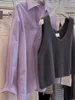 Les réservoirs pour femmes achètent sans hésitation - 2024 Tempérament à la mode minceur d'automne gris en V Pullover Pullor Veaste Femmes