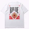 Mens Fashion Brand American Yee Casual RHUDE Royal Print Round Neck Short Sleeve T-shirt Luxury Hip Hop Streetwear Tshirts