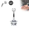 Navel Rings 1PC Crystal Sexy Belly Navel Piercing Titanium Steel Fashion Heart Belly Button Square Rhinestone Navel Rings Belly Piercing d240509