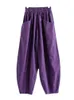Pantalon féminin Capris 2023 Été Femmes Pure Coton Linage Solide Élastique Grande Pocket Casual Sports Pants Q240508