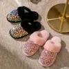 Pantoufles paillettes en peluche pantoufle pour femmes filles mode kawaii moelleuse hiver chaude dessin animé girafe house drôle chaussure