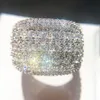 Anillo de diamantes vintage artesanal S925 Sterling Silver Women and Men Anniversary Finger Ring Matrimonio Banda JewelryGift 234d