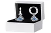 Boucles d'oreilles de cerceau pendentif bleu papillon