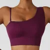 Lu Bra Yoga Align Tank Top Ankomst Summer Sexig sneda axel Yoga kläder Top Female Gym Sports Bar Oregelbundet band Fiess High Elastic B
