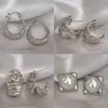 Stud mode zilveren kleur onregelmatige strass oorbellen voor vrouwen unieke geometrische geïmiteerde parel sieraden delicate kwastjes sieraden