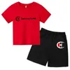 Kleidungssets Sommer Kinderkinder Top+Shorts Marke bedrucktes Kinder-T-Shirt-Set für Jungen und Mädchen im Alter von 2-12 lässigen Kurzarm-Baumwollkleidung Setl240509