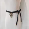 Marque Long Thin Sheepskin Belt Femelle Double Color Bowknot Chaîne Black Noir Générat en cuir Vente Femmes ACCESSOIRE