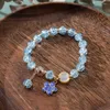 Wedding Bracelets Sweet Moonstone Flower Bracelet For Women Korean Colorful Crystal Beaded Elastic Rope Bracelets Girl Party Wedding Jewelry Gifts