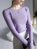 Women's T Shirts Spring Autumn Full Sleeve T-shirts Girls O-neck Solid High Stretch Shirt Top For Woman Simple Base Slim Tee