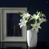 Dekorative Blumen 70 cm 3 Kopf Lilie Künstliche Hochzeitshäuser Dekor Blume Wohnzimmer Dekoration Vase Blumenset