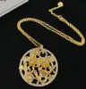 Personality 18K Gold Plated Crystal Flower Pendant Necklace Designer Medusa Engraved Portrait Charm Necklaces For Women