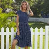 2024 Neues Sommer Heißverkauf Europa und die Vereinigten Staaten Midi Kurzärmel Spürpolka Dot Faltenkleid Mode Frauenkleid Großhandel Großhandel