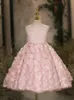 Leichte luxuriöse rosa Blumenmädchen Prinzessin Kleid Neue Mädchen Walk Show Host Performance Erstes Weihnachtsball Abend Kinder Hochzeits Geburtstagsfeier Kleid Prinzessin Kleid