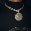 Colliers de pendentif Hip Hop Crystal Lucky Number 7 Pendant avec Big Miami Cuban Chain Choker Collier pour hommes Femmes Iced Out Coin Jewelry 286S