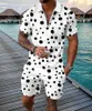 Sommertrend 3D Print Mens Tracksuit Set Casual Reißverschluss Polo -Shirt und Shorts 2pcs Sets Fashion Boho Geometrische Mann Kleidung 240430