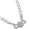 Top Gold Silver Silver Cipt Saturno Neckle White Pearl Designer Jewelry for Woman Collane di lusso Classici ONE RIGLIO PERCHI PERCHI